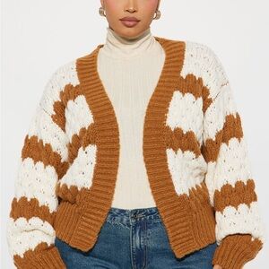 Fashion Nova Cozy Brown and White Women's Sweater Womens Plus 2X NWT